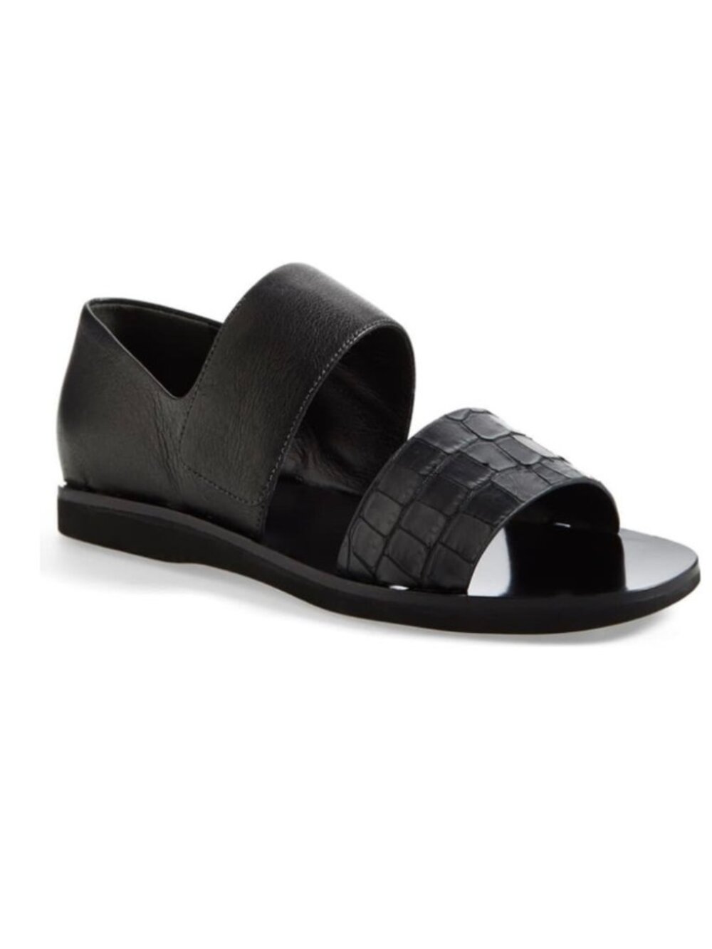 Vince Salina Black Croc Leather Strap Sandals SIZE 7.5 Contemporary Casual